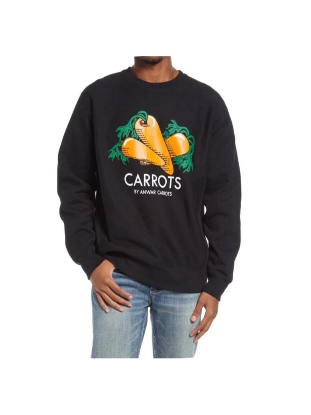 CARROTS By Anwar Carrots Men's Graphic Crewneck Sweatshirt Black Worn on TV